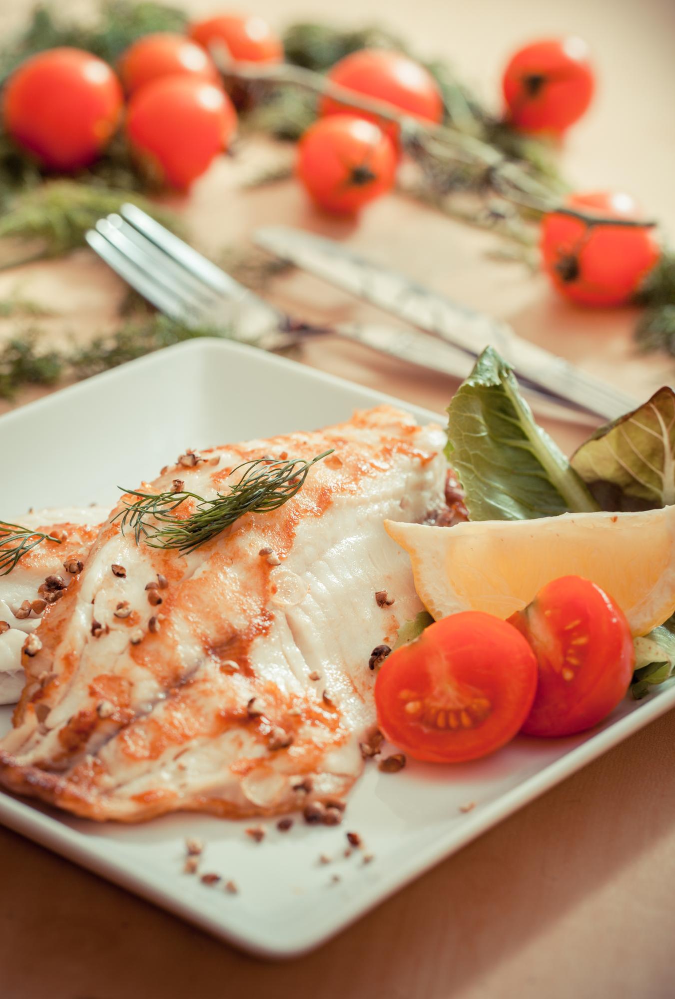 Detailed shot of seared fish